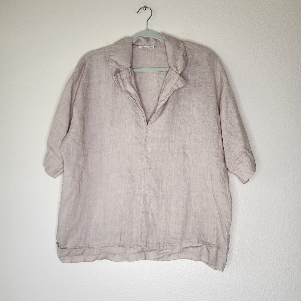Women's Beige Linen Top